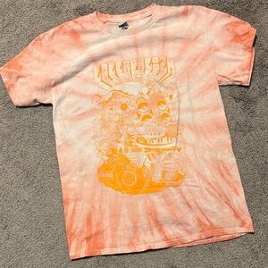 2023 Lollapolooza Gildan Orange and White Tie-Dye T-Shirt